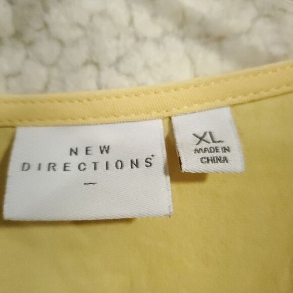 New Directions Women's Yellow Tie-Front Short Sleeve Size XL - Picture 5 of 14